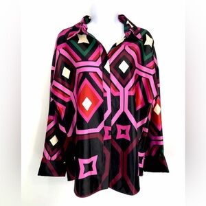 CIEBON Purple Green Print Button Up Size MEDIUM (M) Top